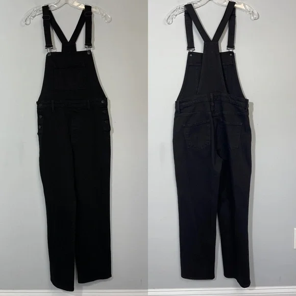 J BRAND JULES OVERALLS JEAN DUNGAREES BLACK BOYFRIEND STRAIGHT LEG RETRO DENIM M - Picture 6 of 16